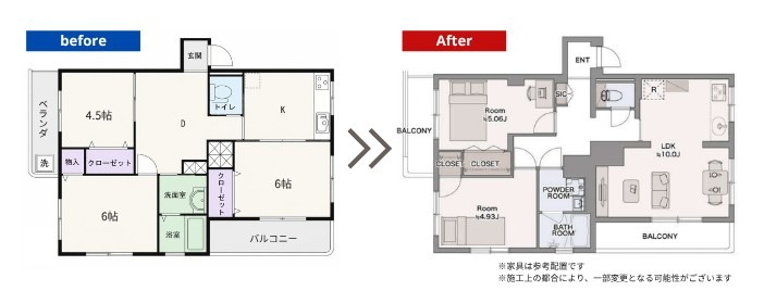 間取りのビフォーアフター
